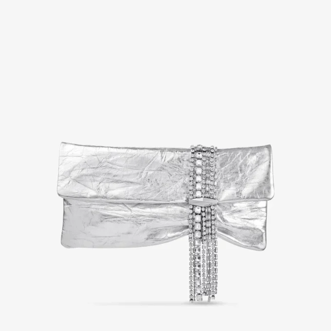 Pochette Zandra in pelle metallizzata vintage argento Pochette Zandra in pelle metallizzata vintage argento