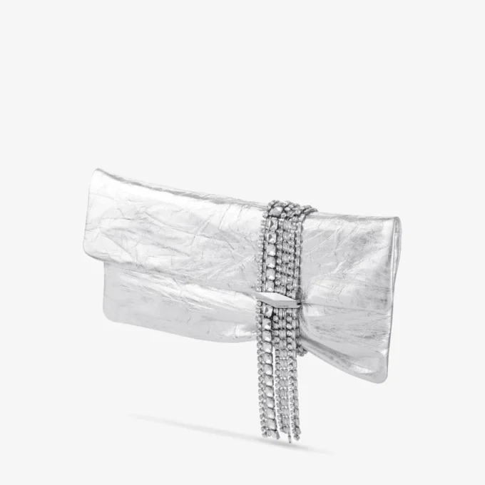 Pochette Zandra in pelle metallizzata vintage argento Pochette Zandra in pelle metallizzata vintage argento
