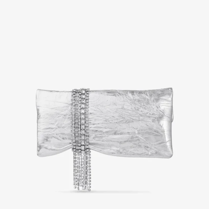 Pochette Zandra in pelle metallizzata vintage argento Pochette Zandra in pelle metallizzata vintage argento