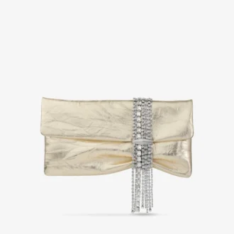 Pochette Zandra in pelle metallizzata vintage platino Pochette Zandra in pelle metallizzata vintage platino
