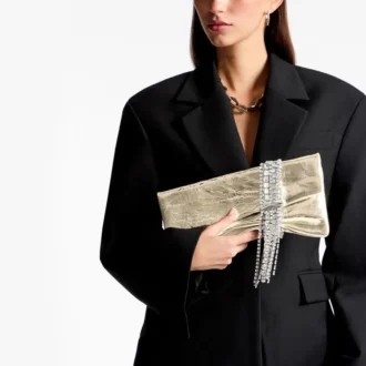 Pochette Zandra in pelle metallizzata vintage platino Pochette Zandra in pelle metallizzata vintage platino