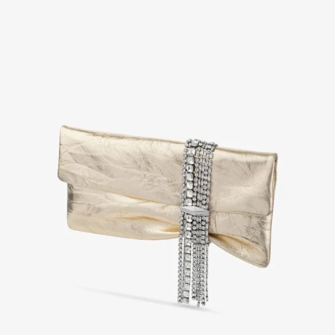 Pochette Zandra in pelle metallizzata vintage platino Pochette Zandra in pelle metallizzata vintage platino