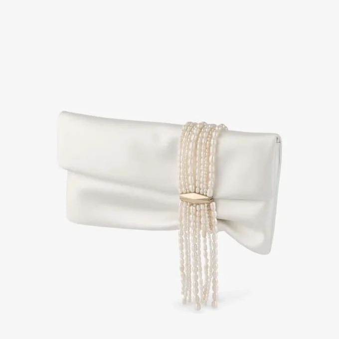 Pochette Zandra in raso avorio Pochette Zandra in raso avorio