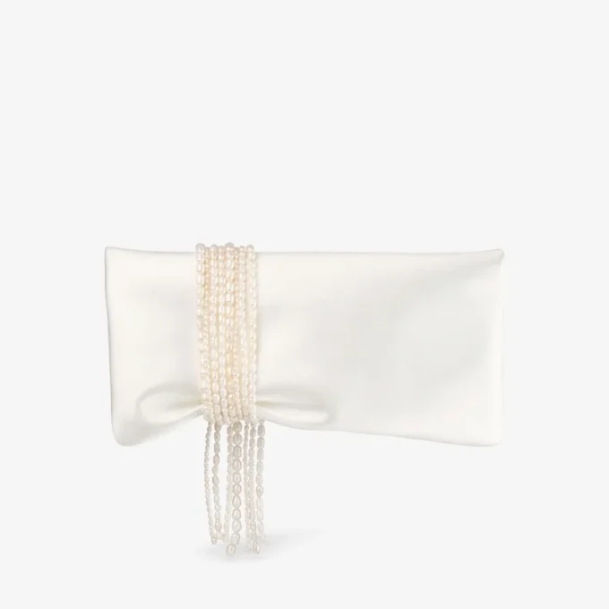 Pochette Zandra in raso avorio Pochette Zandra in raso avorio