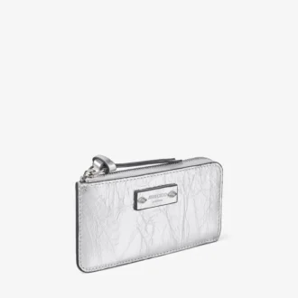 Portacarte Lise in pelle metallizzata vintage con cerniera