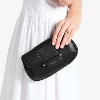 Portafoglio a barra con catena Borsa a tracolla in pelle Biker nera