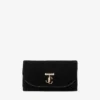 Portafoglio Curve con catena Mini borsa in velluto trapuntato nero con barra JC in cristallo Portafoglio Curve con catena Mini borsa in velluto trapuntato nero con barra JC in cristallo