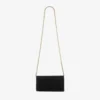 Portafoglio Curve con catena Mini borsa in velluto trapuntato nero con barra JC in cristallo Portafoglio Curve con catena Mini borsa in velluto trapuntato nero con barra JC in cristallo