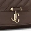 Portafoglio Curve con catena Portafoglio in pelle Biker trapuntata color cioccolato con catena