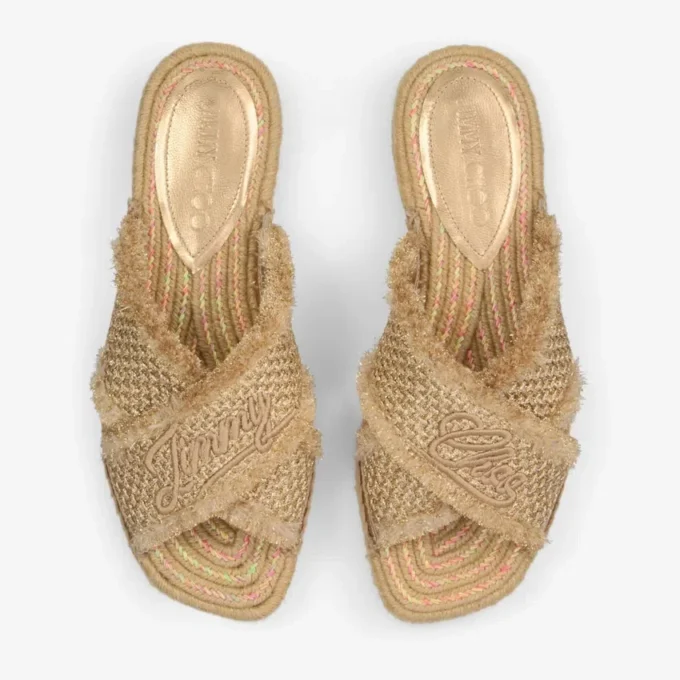 Sandali Aciel Sandal Flat in tessuto intrecciato dorato