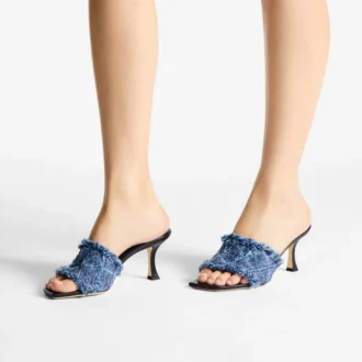 Sandali Alexia 70 in denim a trama incrociata