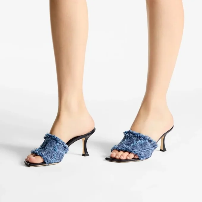Sandali Alexia 70 in denim a trama incrociata