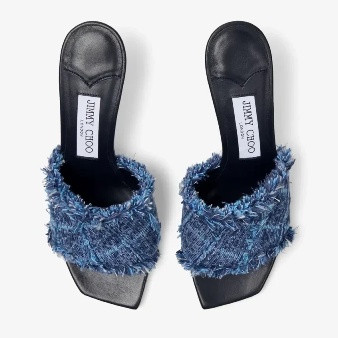 Sandali Alexia 70 in denim a trama incrociata
