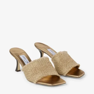 Sandali Alexia 70 in lurex intrecciato dorato