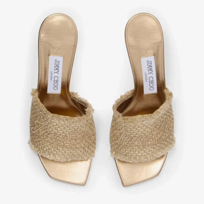 Sandali Alexia 70 in lurex intrecciato dorato