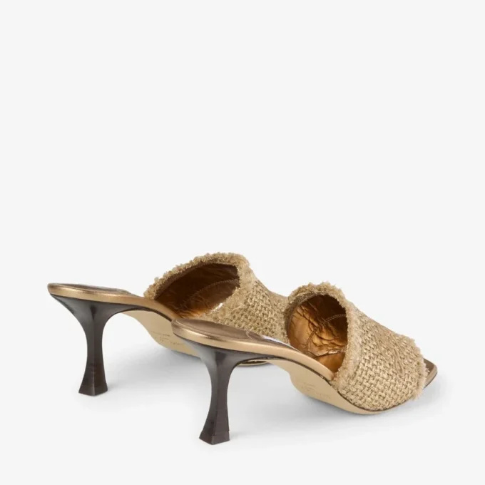 Sandali Alexia 70 in lurex intrecciato dorato