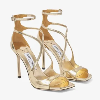 Sandali Azia 110 in pelle Liquid Metal dorata