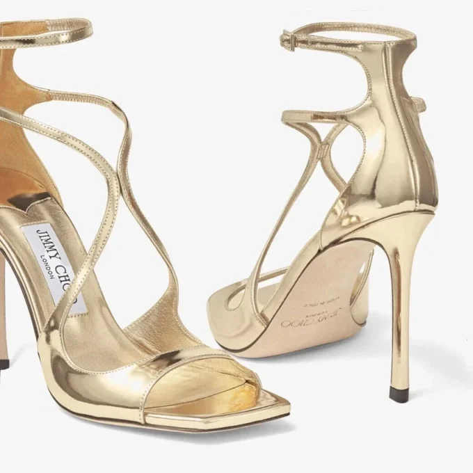 Sandali Azia 110 in pelle Liquid Metal dorata