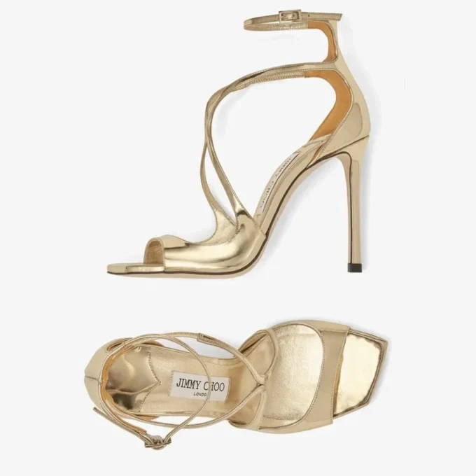 Sandali Azia 110 in pelle Liquid Metal dorata