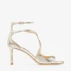 Sandali Azia 75 in pelle glitterata color champagne