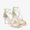 Sandali Azia 75 in pelle glitterata color champagne