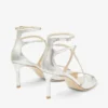 Sandali Azia 75 in pelle glitterata color champagne