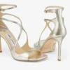 Sandali Azia 95 in pelle glitterata color champagne
