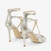 Sandali Azia 95 in pelle glitterata color champagne