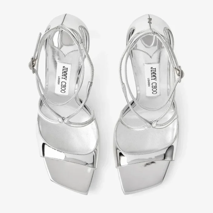 Sandali Azia 95 in pelle metallizzata argento