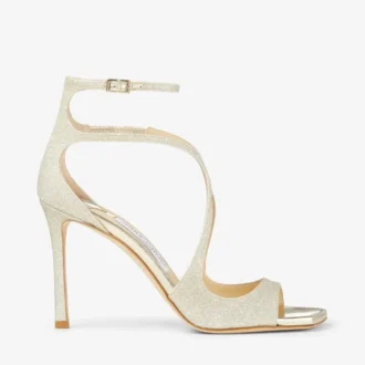 Sandali Azia 95 in platino ghiaccio con glitter polverosi