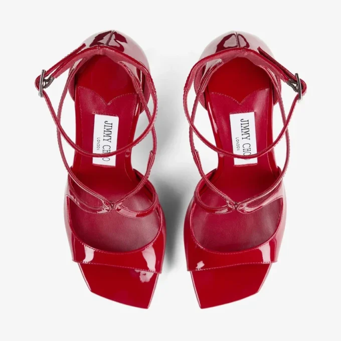 Sandali Azia 95 in vernice rosso rubino