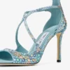 Sandali Azia 95 Sky Mix in raso con decorazioni multi-cristallo