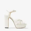 Sandali con plateau Heloise 120 in pelle nappa color latte