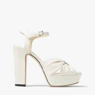 Sandali con plateau Heloise 120 in pelle nappa color latte