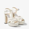 Sandali con plateau Heloise 120 in pelle nappa color latte