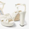 Sandali con plateau Heloise 120 in pelle nappa color latte