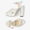 Sandali con plateau Heloise 120 in pelle nappa color latte