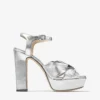 Sandali con plateau Heloise 120 in pelle nappa metallizzata argento