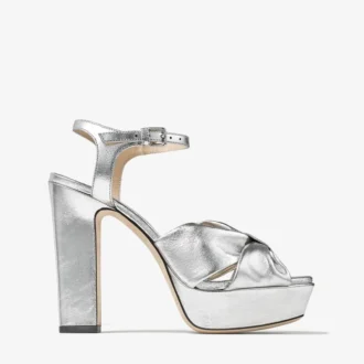 Sandali con plateau Heloise 120 in pelle nappa metallizzata argento