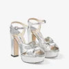 Sandali con plateau Heloise 120 in pelle nappa metallizzata argento