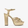 Sandali con plateau Heloise 120 in pelle nappa metallizzata dorata