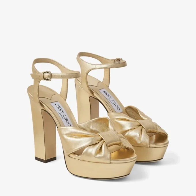 Sandali con plateau Heloise 120 in pelle nappa metallizzata dorata