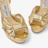 Sandali con plateau Heloise 120 in pelle nappa metallizzata dorata
