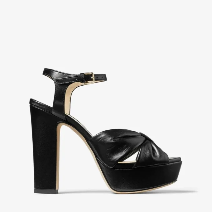 Sandali con plateau Heloise 120 in pelle nappa nera