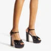 Sandali con plateau Heloise 120 in pelle nappa nera