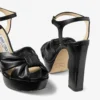Sandali con plateau Heloise 120 in pelle nappa nera