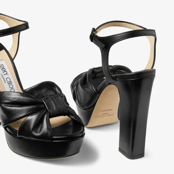 Sandali con plateau Heloise 120 in pelle nappa nera