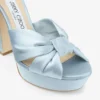 Sandali con plateau Heloise 120 in raso blu ghiaccio