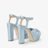 Sandali con plateau Heloise 120 in raso blu ghiaccio