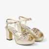 Sandali con plateau Heloise 80 in pelle metallizzata vintage dorata